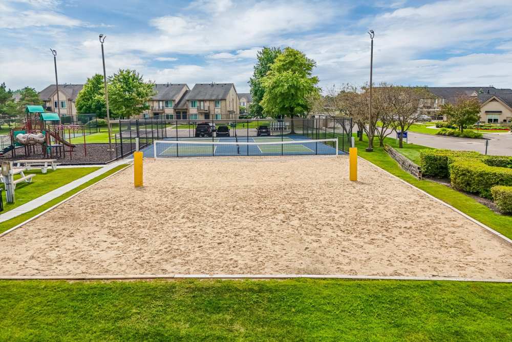 Sand volleyball court at Lakeside Terraces in Sterling Heights, Michigan