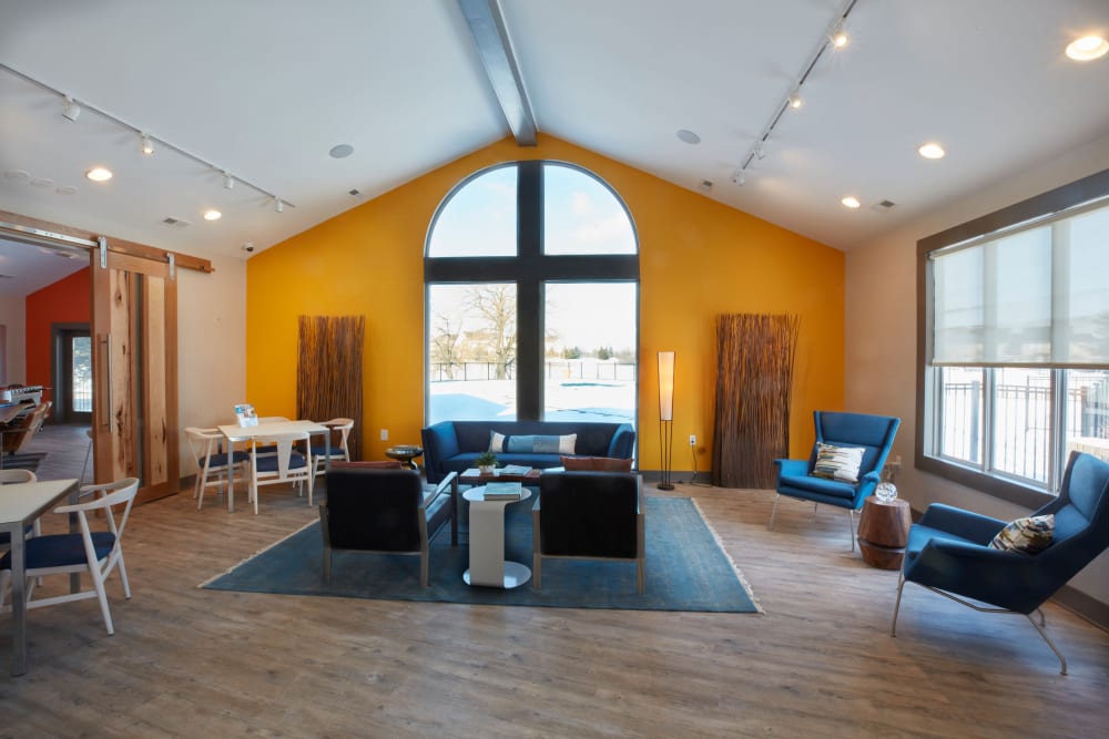 Resident clubhouse with vaulted ceilings at Lakeside Terraces in Sterling Heights, Michigan