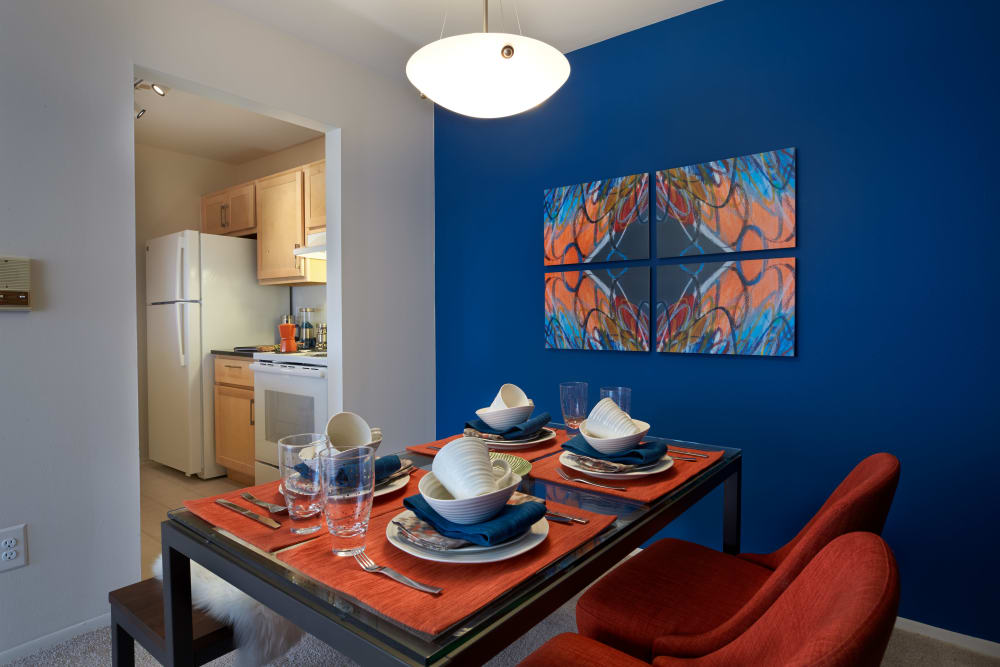 Well-decorated dining area at Lakeside Terraces in Sterling Heights, Michigan