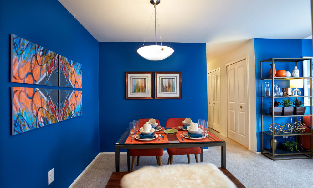 Model apartment dining room at Lakeside Terraces in Sterling Heights, Michigan