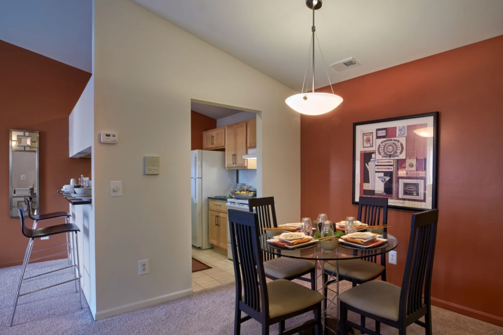 Model dining room at Lakeside Terraces in Sterling Heights, Michigan