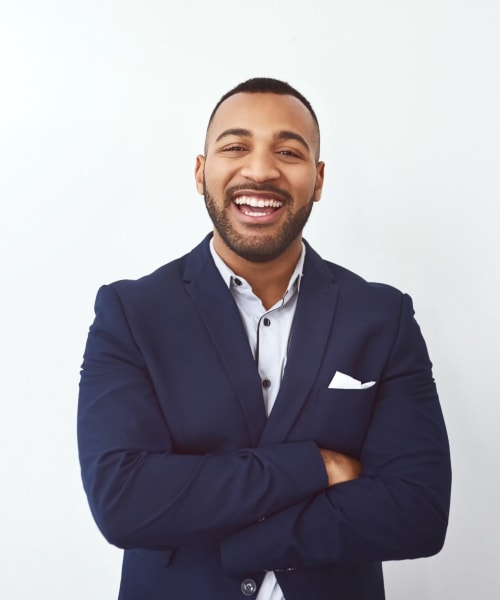 Smiling property management professional at Lakeside Terraces in Sterling Heights, Michigan